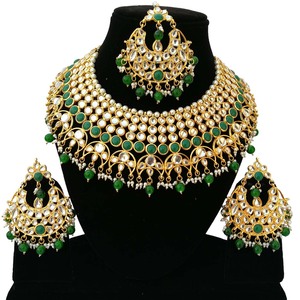 Indian Trendy Classic Choker Engagement Anniversary Wedding Party <b>Gift</b> Set Traditional Crystal Kundan Faux Pearl Alloy Gold - Product Image 1