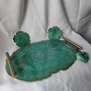 Multi Color Available Handmade Resin Bathroom <b>Vanity</b> <b>Tray</b> Perfume Jewelry Dresser Oval Serving <b>Tray</b> Home Decor Christmas - Product Image 2