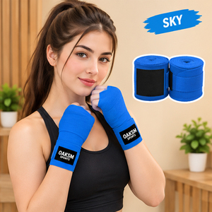 ผ้าพันมือสำหรับชกมวย OAKSM ผลิตจากผ้าฝ้ายเนื้อนุ่ม ยืดหยุ่น ระบายอากาศได้ดี ติดแน่นในตัว กว้าง 2 นิ้ว ยาว 3 ฟุต ใช้ได้ทั้งชายและหญิง - Product Image 2