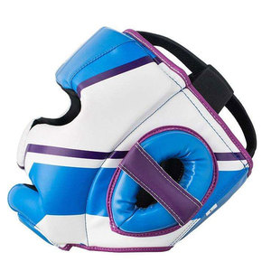 Protège-tête de boxe en cuir PU bleu, blanc et violet pour adultes, unisexe, usage universel - Product Image 4