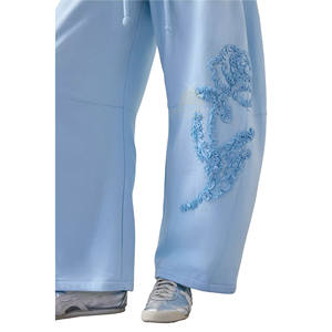 Sweatpants baggy de qualité supérieure avec broderie de haute qualité, sweatpants amples imprimés, pantalon de jogging 100% coton biologique - Product Image 4