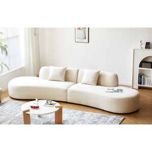 Divano Curvo di Lusso in Velluto da 335 cm con Design a Mezzaluna, 6 Posti, Schiuma ad Alta Densità, Cuscini Decorativi per Soggiorno Moderno - Product Image 1