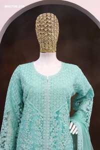 Ensemble haut-sharara et dupatta en soie filet de qualité supérieure, dernière collection, avec broderie Zari et sequins, fournisseur indien - Product Image 4