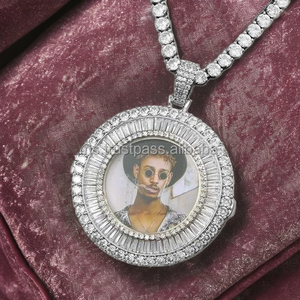 Colgante de cadena de eslabones de moissanita y Diamante helado cultivado en laboratorio de plata 925 personalizado VVS Clarity IGI Certified Trendy Name Letter para hombres - Product Image 6