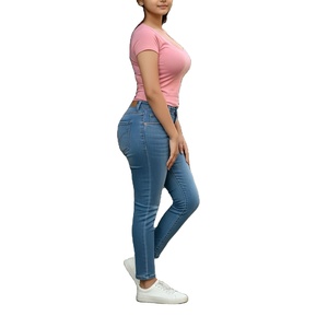 Jeans de mezclilla al por mayor de talla grande, transpirables, ajustados, rectos, estilo casual, con agujeros decorativos, proveedor de BD para exportación - Product Image 1