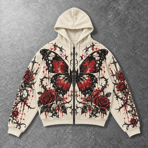 Sweat-shirts à capuche Ailes d'ange avec motif céleste, fermeture éclair intégrale, style streetwear, pour le quotidien et le week-end, détails décoratifs, collections de vente au détail - Product Image 6