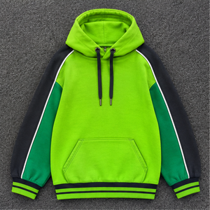 เสื้อฮู้ดบล็อกสีสำหรับผู้ชาย แขนเสื้อแบบแร็กแลน มีกระเป๋าจิงโจ้ - Product Image 1