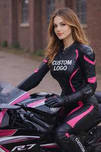 แจ็คเก็ตมอเตอร์ไซค์หนังสีชมพูดำ ระบายอากาศได้ดี ปรับแต่งได้ แขนยาว สำหรับผู้หญิง ทุกฤดู น้ำหนัก 280 กรัม พิมพ์ลายดิจิทัล - Product Image 4