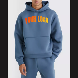 Sudadera con Capucha Azul para Hombre, con Cierre de Cremallera, Logotipo Estampado en la Parte Delantera, Corte Holgado, Tejido de Punto, 100% Algodón, Impresión Digital, Otoño - Product Image 4