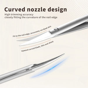 Tijeras para Cutículas de Acero Inoxidable con Hoja Curva, Herramienta Profesional de Manicura para Eliminar Piel Seca, Recortar Cejas y Pestañas - Product Image 6