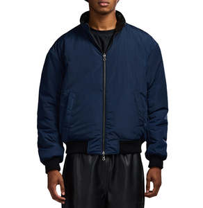 Customized 100%High Quality Avirex Navy Blue Bomber Jacket OEM/ODM Service Zipper Closure <b>Stand</b> Collar Ribbed Cuff Custom Fabric - Product Image 3