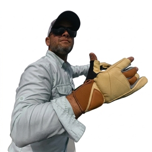 Smart Fishing Gloves Half <b>Finger</b> Breathable Lightweight Synthetic Hook Loop Closure Unisex All Seasons <b>Light</b> Blue Gray Cycling - Product Image 5