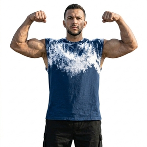 Heavyweight Cotton Tie Dye Tank <b>Top</b> Vintage Blue Snow Wash Muscle Tee Custom Private Label Streetwear 2026 - Product Image 4