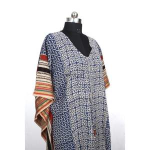 Vestido Túnica Largo y Sexy para Mujer, Tejido, Color Negro y Blanco, Elegante, para la Playa, de Algodón Orgánico, Estampado Floral, Kaftán Natural - Product Image 4