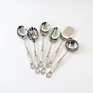 Ensemble de couverts élégants en argent avec manches en nacre, compatibles lave-vaisselle, vaisselle de mariage, ensembles de couverts en solde - Product Image 4