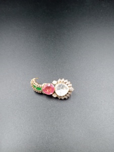 <b>Gold</b> Plated Silver Brooch Pear Cut Cubic Zirconia Pink Green Stones Unisex Party Jewelry <b>Clothes</b> Peacock Design Brooch Pins - Product Image 3