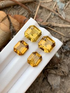 Pierre précieuse en citrine naturelle, coupe émeraude, origine brésilienne, cristal jaune, pierre en vrac pour la fabrication de bijoux, pendentif, bague - Product Image 2