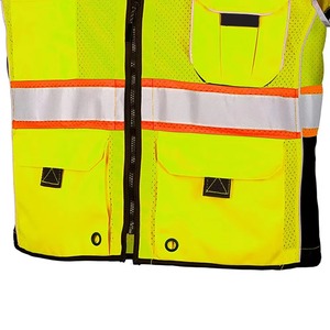 Gilet de sécurité haute visibilité jaune en maille avec bandes réfléchissantes, plusieurs poches, fermeture éclair, vêtement d'extérieur décontracté pour homme, été - Product Image 6