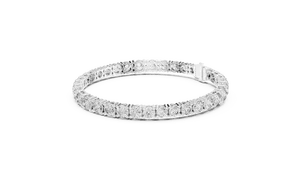 Bracelet tennis à quatre griffes en or massif 18 carats avec diamant de laboratoire taille brillant rond, bijoux fins pour femme, maillon central d'accentuation - Product Image 5