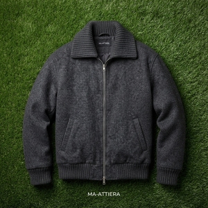 เสื้อแจ็คเก็ตบอมเบอร์สีเทาชาร์โคลสำหรับผู้ชาย เสื้อแจ็คเก็ตฤดูหนาวขายส่งสำหรับผู้ชาย เสื้อแจ็คเก็ตแฟชั่นลำลองแบบมีซิปสำหรับผู้ชาย - Product Image 6