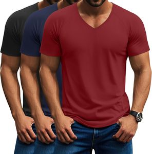 Camiseta de Cuello en V para Hombre, Algodón Premium, Manga Corta, Informal, Tejido Suave y Transpirable, Corte Ajustado, Moda de Verano, Básica para el Día a Día, Secado Rápido - Product Image 1