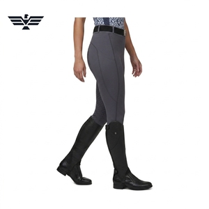 Pantalon d'équitation taille haute gris uni pour femme EMPIRE of TREND WEARS, extensible dans les quatre sens, en Spandex/Nylon, avec poches élastiques à la taille - Product Image 2