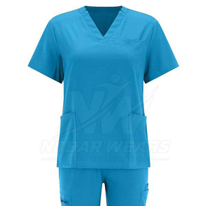 Professional Hospital <b>Scrub</b> <b>Set</b> For Women Short Sleeve Medical Uniform With Comfortable Straight Leg Pants - Product Image 4