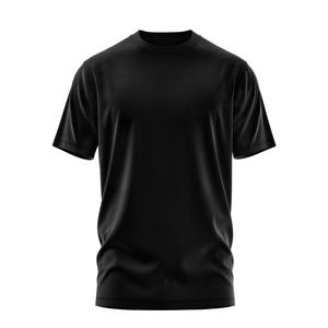T-shirt décontracté pour homme en coton noir à manches courtes, col rond, coupe classique, couleur unie, tricot jersey, style uni teint - Product Image 1