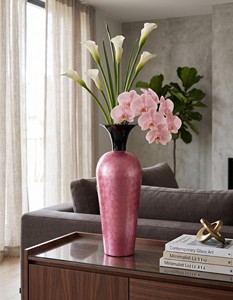 Metal Fancy Enamel Decorative Floor <b>Vase</b> Large <b>Unique</b> Tall Floor Pot Modern Smart Collection Flower <b>Vases</b> Home Art Decor <b>Vases</b> - Product Image 1