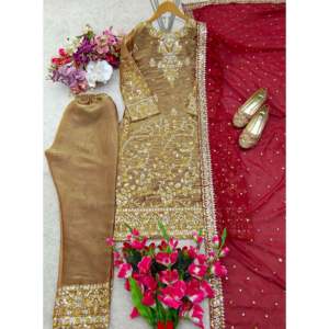 ชุด pent and dupatta พร้อมโมติสำหรับใส่ทำงานปาร์ตี้ชุดราตรี - Product Image 5