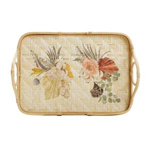 Plateau décoratif en bambou, plateau de service, plateau rectangulaire en bambou tissé à la main, ensemble de plateaux de service pour la table, décoration de la maison, plateau à nourriture. - Product Image 2