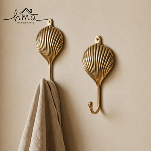 Brass Scallop Shell Classic Waterproof Wall Hook Handcrafted Decorative <b>Coat</b> Towel <b>Robe</b> Bag Key Holder Heavy Duty Vintage Home - Product Image 1