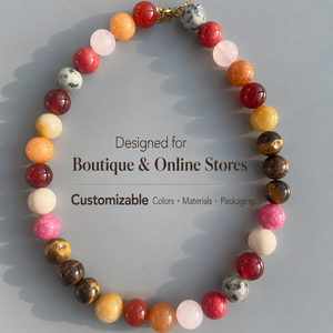 Collier de créateur personnalisé à faible MOQ, perles de pierres précieuses naturelles, idéal pour les boutiques de cadeaux <span class=keywords><strong>et</strong></span> la bijouterie - Product Image 3