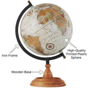 Premium World <b>Desk</b> Globe Wood Iron Plastic | Vintage Decorative Globe for Office <b>Desk</b>, <b>Study</b> Table & Home Decoration Gift - Product Image 5