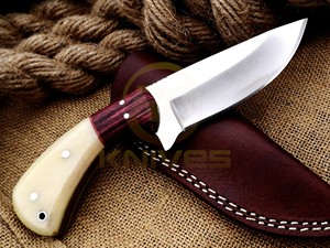 Couteau de chasse artisanal personnalisé, lame en acier à haute teneur en carbone, manche en os, couteau de survie pour le camping avec étui, fabrication sur mesure - Product Image 5