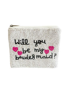 Porte-monnaie perlé mariée en gros avec fermeture à glissière fête de mariage pochette cadeau de demoiselle d'honneur sac de proposition Mme - Product Image 4