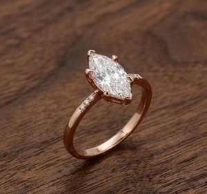 Dernier design, certifié IGI, platine 950, diamant de laboratoire véritable 3 carats, diamant marquise 3,03 carats, couleur E, VS1, alliance de fiançailles et de mariage - Product Image 1