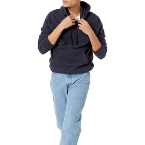 Pullover Cotton Polyester Mens <b>Brushed</b> <b>Back</b> Reverse Fleece Hoodies with Contrast Stitch Men Hoodie - Product Image 1