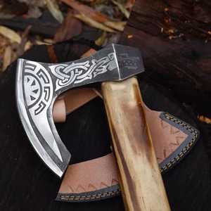 High Quality Axe Forged Steel Head Wood Handle <b>Engraved</b> Design Survival <b>Tool</b> - Product Image 5