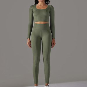 body support for gym <b>exercise</b> with soft fabric Set Nylon/Cotton Fitness Gym Clothing Women's Sets - Product Image 4