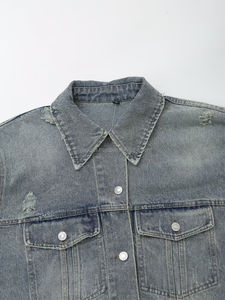 Veste en jean chic pour femmes, nouvelle collection printemps 2025, style vintage, manches longues, boutonnée, décontractée, veste en jean chic pour femmes, chemise décontractée - Product Image 3