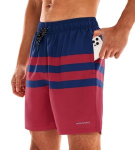Short de bain rayé à séchage rapide pour homme HODO SPORT avec cordon de serrage et slip intégré pour la natation et les activités sportives - Product Image 2