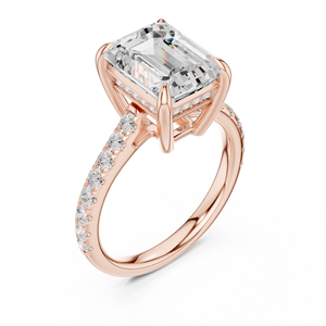 <b>Rose</b> Gold Oval Cut Diamond Engagement Ring With Side Stones Lab Grown Diamond Wedding Jewelry for Women <b>Rose</b> Gold Emerald Cut - Product Image 3