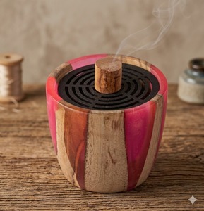 Brûleur d'encens en bois de santal fait main, porte-bakhoor, oud religieux pour rafraîchir l'air intérieur - Product Image 3