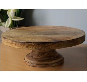 Tableware Decorative Handcrafted Wooden <b>Cake</b> <b>Stand</b> Luxurious Wooden Rounded Top Display <b>Cake</b> <b>Stand</b> With Golden <b>Stand</b> - Product Image 2