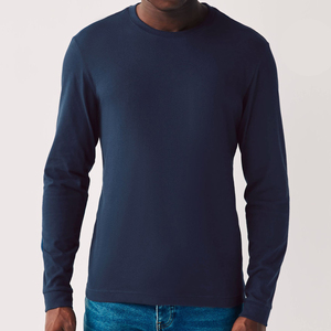 T-shirt col rond de qualité professionnelle, logo personnalisé, jersey uni de haute qualité, manches longues, 100% coton, t-shirt homme à manches longues - Product Image 4
