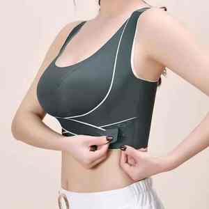 Sujetador deportivo para mujer, con hebilla ajustable frontal, inalámbrico, acolchado, cómodo, para gimnasio, yoga, transpirable, para entrenamiento, fitness, de baja intensidad - Product Image 3