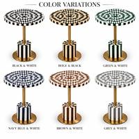 Table d'appoint ronde en résine faite à la main, motif géométrique, base en laiton, vente en gros, OEM, ODM, design personnalisé