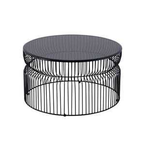 Tavolino da Caffè CT901 Moderno Contemporaneo con Base in Metallo e Piano in Vetro Temperato Colorato da 30 Pollici per Soggiorno - Product Image 5