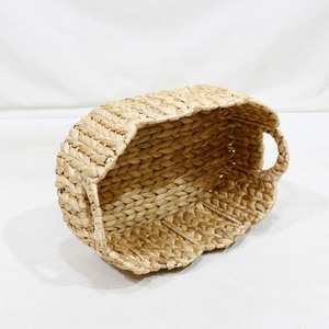 Panier de rangement ovale en jacinthe d'eau tressé à la main, écologique, pour la cuisine, ensemble de bacs emboîtables avec bord festonné et poignées découpées - Product Image 4
